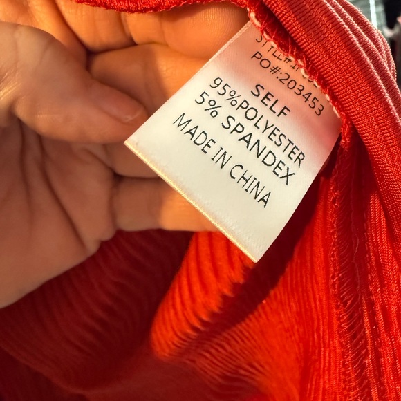 BiBi Vibrant Red Velvet Button Down Shirt - Picture 5 of 6